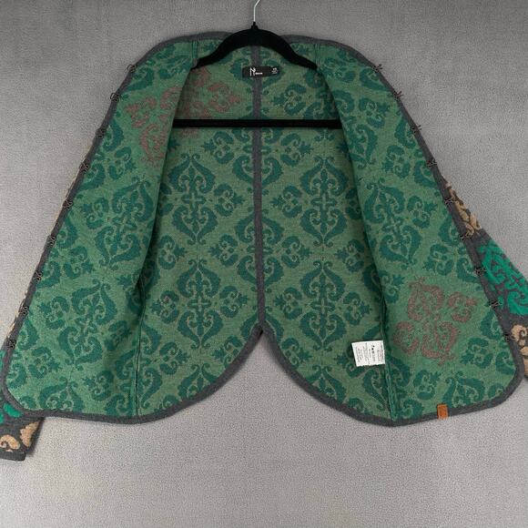 Neve Merino Wool Cardigan Knit Sweater Womens XS Gray Green Boho Cottagecore - Picture 8 of 16